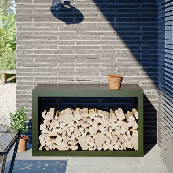 vidaXL Firewood Rack Green 39.4x15.7x23.6" Steel