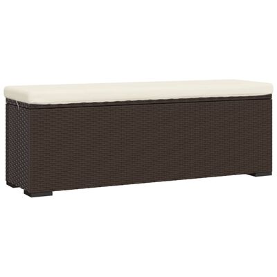 vidaXL Ottoman Bench with Cushion Brown 43.3"x11.8"x15.7" Poly Rattan