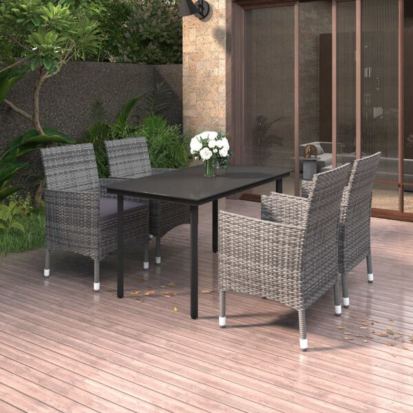 vidaXL Garden Dining Set Grey, Dark Grey, Black