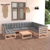 vidaXL Garden Lounge Set Natural wood, Grey Solid pinewood, Polyester