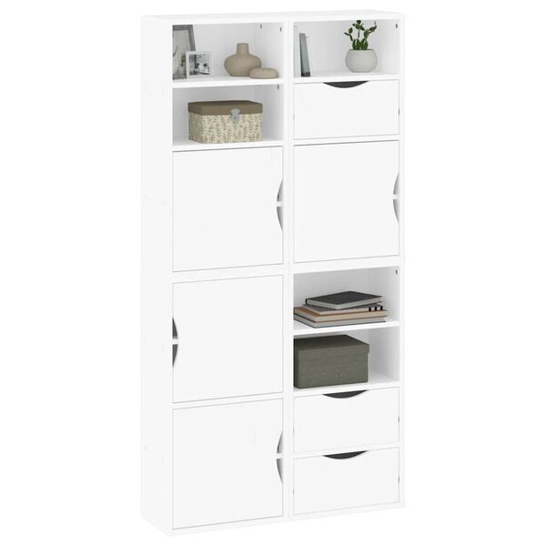 vidaXL Side Cabinet White Solid Pine Wood, Engineered Wood Medium