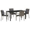 vidaXL Garden Dining Set with Cushion 5 pcs Grey Poly Rattan