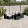 vidaXL Garden Sofa Set Black PE Rattan Large Adjustable Armrests