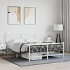 vidaXL Bed Frame White Powder-Coated Steel 55 x 79 in Bed Frame