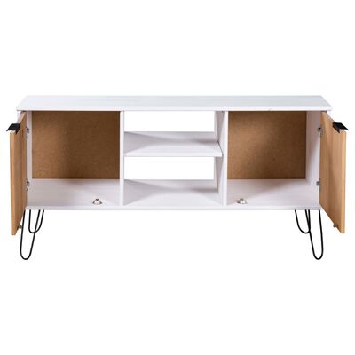vidaXL TV Stand "New York" White and Light Wood Solid Pine Wood