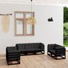vidaXL Garden Lounge Set Black Solid pine wood, fabric (100% polyester)