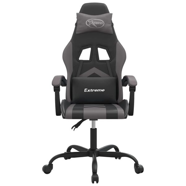 vidaXL Gaming Chair Black and Gray Faux Leather