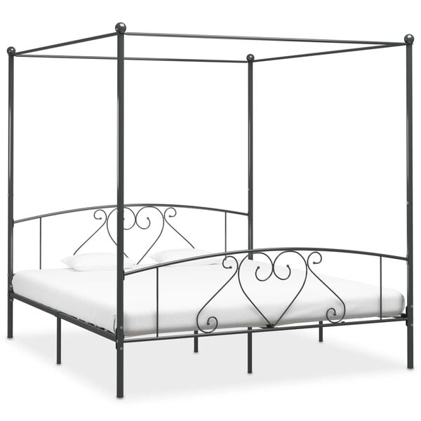 vidaXL Bed Frame Grey Metal Super King Durable Bed Frame Rectangular