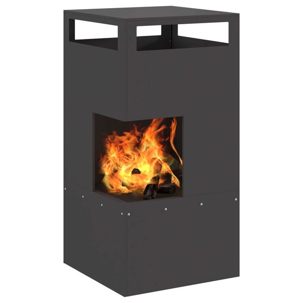 vidaXL Fire Pit Black 19.69 x 19.69 x 39.37 in Steel