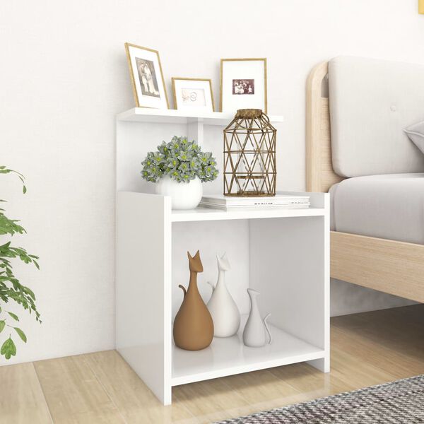 vidaXL Bed Cabinet White Engineered wood 15.7x13.8x23.6 in