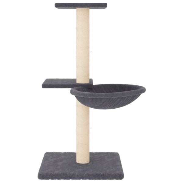 vidaXL Cat Tree Dark grey Engineered wood, plush, sisal