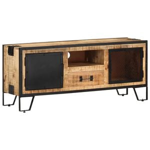 vidaXL TV Cabinet Natural Mango Wood, Black