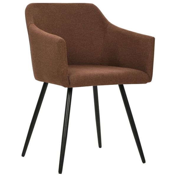 vidaXL Chair Set of 4 Brown Fabric (100% polyester), metal Medium