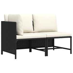 vidaXL Garden Sofa Set Black, Cream White