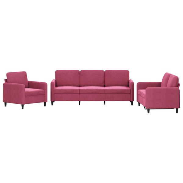 vidaXL Sofa Set Wine red Velvet (100% polyester), metal, textilene, plywood