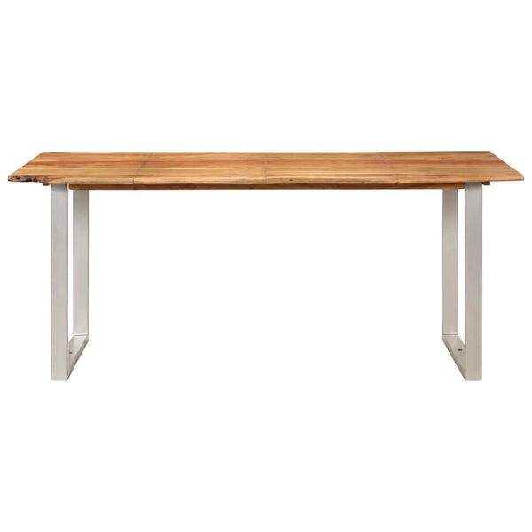 vidaXL Dining Table Natural wood with silver legs