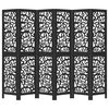 vidaXL Room Divider 6 Panels Black Solid Wood Paulownia