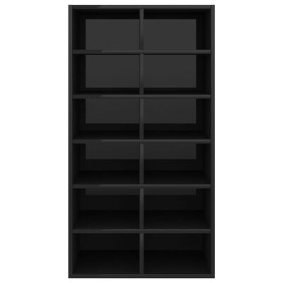 vidaXL Shoe Rack High Gloss Black 21.3"x13.4"x39.4" Engineered Wood