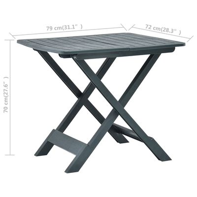 vidaXL Folding Patio Table Green 31.1"x28.3"x27.6" Plastic