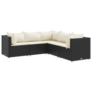 vidaXL Patio Lounge Set Black, Cream White