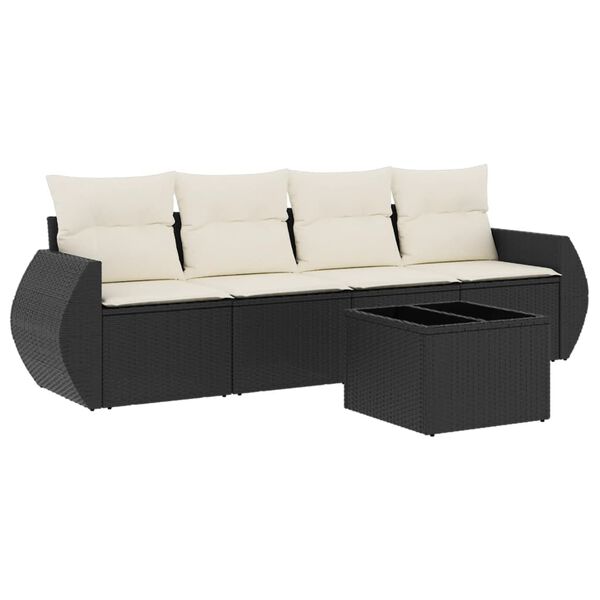 vidaXL Garden Sofa Set Black, Cream White