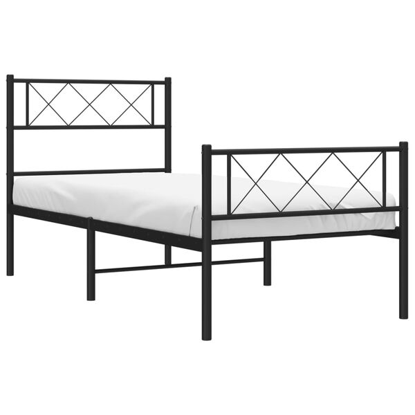 vidaXL Metal Bed Frame Black Powder-Coated Steel 35.4 x 79.1 in