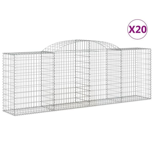 vidaXL Gabion Basket Set of 20 Silver Galvanized Iron Large