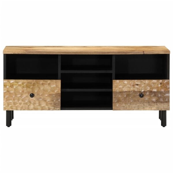 vidaXL TV Cabinet Natural Solid mango wood, Engineered wood, Iron Medium