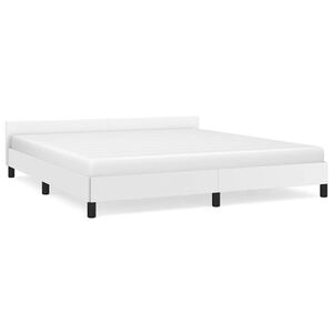 vidaXL Bed Frame With Headboard White Faux leather, plywood, engineered wood
