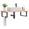 vidaXL Basin Shelf Beech and Black Solid beech wood and steel