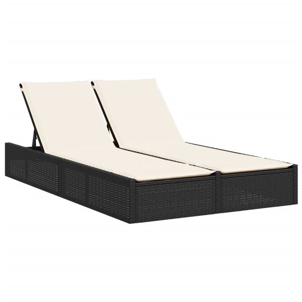 vidaXL Double Sun Lounger Black, Cream White