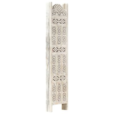 vidaXL Hand carved 4-Panel Room Divider White 63"x65" Solid Mango Wood