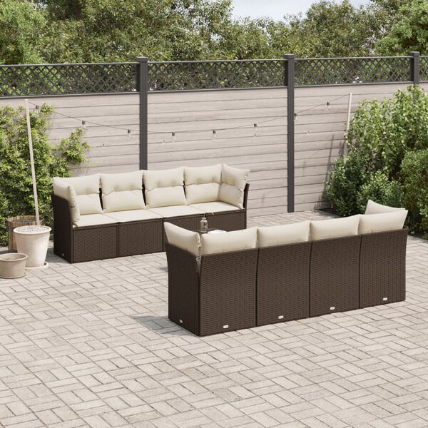 vidaXL Garden Sofa Set Brown, Cream White