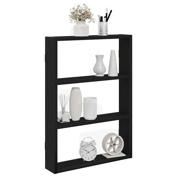 vidaXL Wall Shelf Black Engineered wood 16.9x3.5x23.6 in Wall Shelf