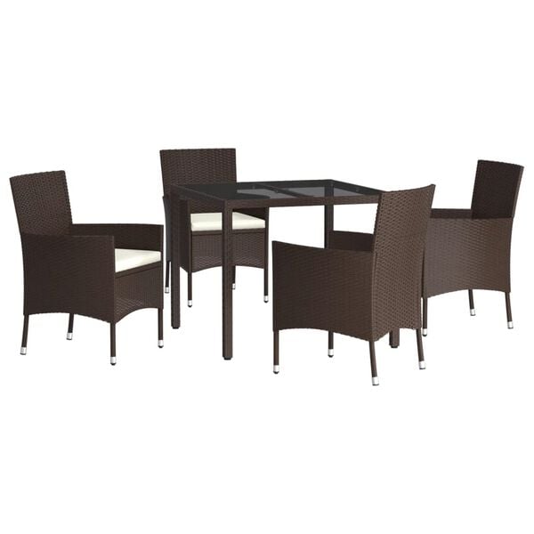 vidaXL Patio Dining Set Set of 4 Brown