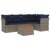 vidaXL 6 Piece Patio Sofa Set with Cushions Gray Poly Rattan