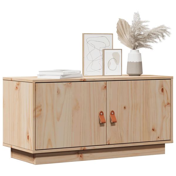 vidaXL TV Cabinet Natural Wood Solid Pine Wood Medium TV Cabinet