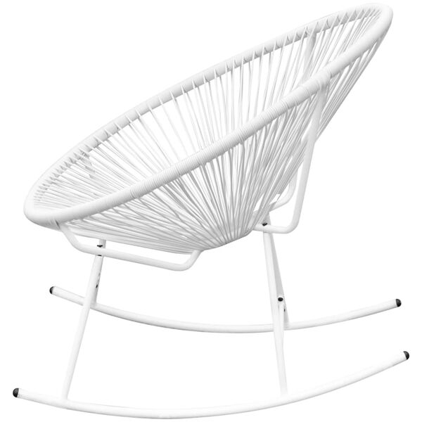 vidaXL Rocking Chair White PE Rattan, Powder-Coated Steel Medium Tough