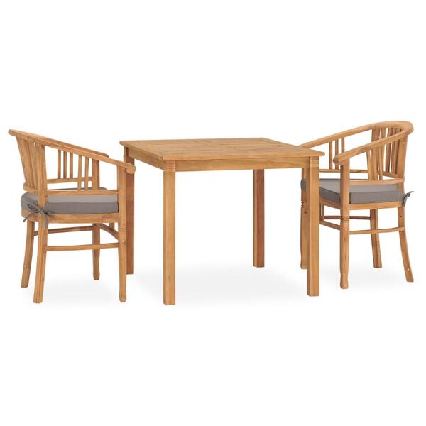 vidaXL Patio Dining Set Set of 2 Teak Solid Teak Wood Medium Durable