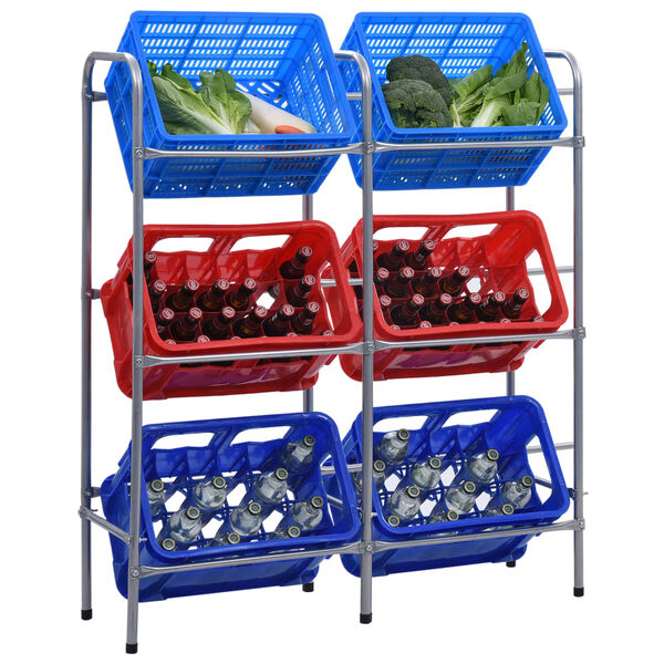 vidaXL Storage Shelf for 6 Crates Silver 37.8x13.0x45.7" Steel