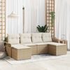 vidaXL Garden Sofa Set with Cushion 6 pcs Beige Poly Rattan