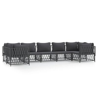 vidaXL 7 Piece Patio Lounge Set with Cushions Anthracite Steel