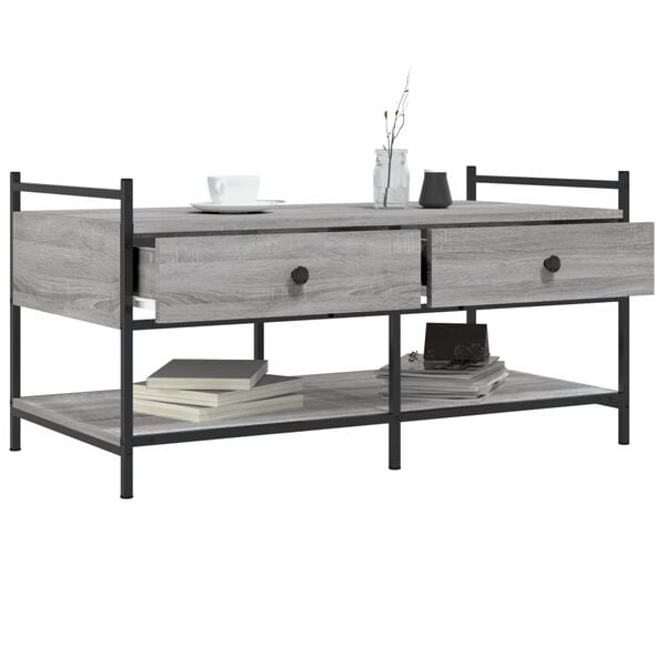 vidaXL Coffee Table Grey Sonoma Engineered wood, metal Medium