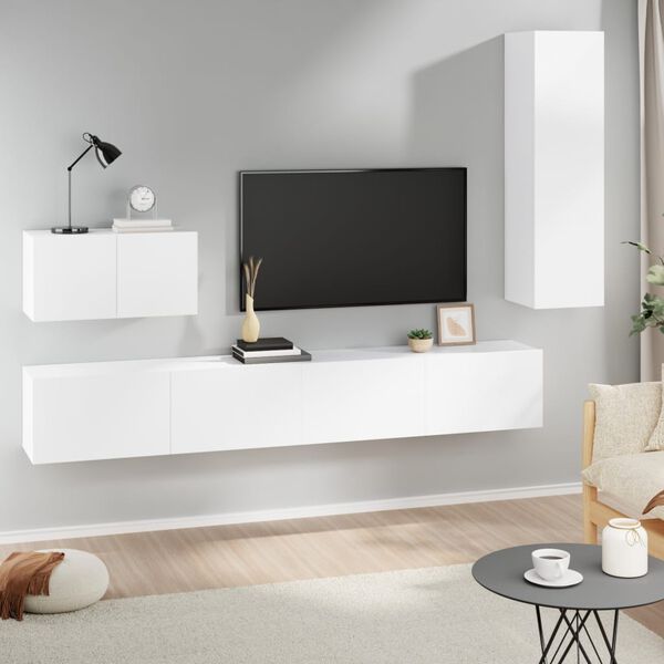 vidaXL TV Cabinet Set Set of 4 White Engineered wood Large