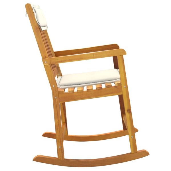 vidaXL Rocking Chair Cream White Solid Acacia Wood Standard
