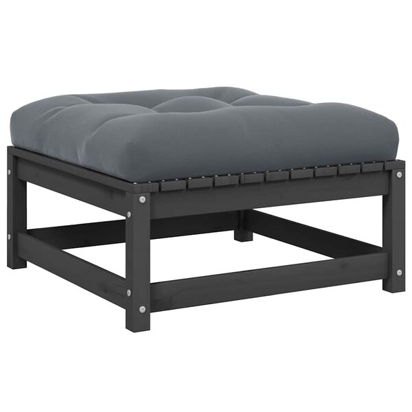 vidaXL Footstool Gray Solid pinewood, fabric (100% polyester) Medium