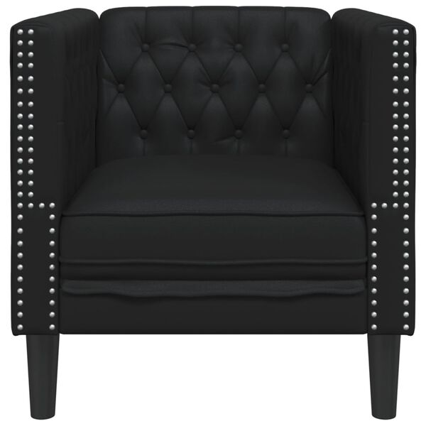 vidaXL Chesterfield Sofa Chair Black Faux leather, plywood, solid wood