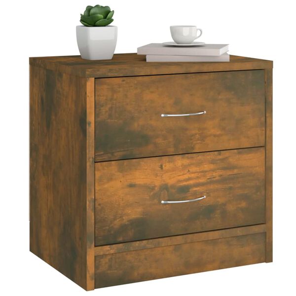 vidaXL Bedside Cabinet Smoked Oak Engineered wood Medium Bedside Cabinet