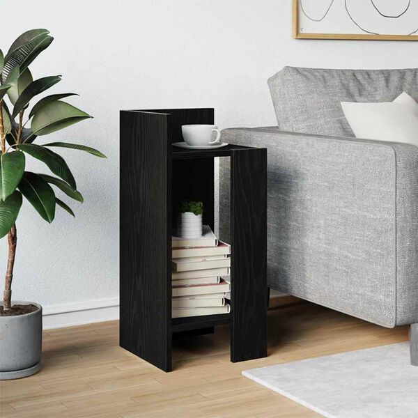 vidaXL Side Table Black Engineered Wood Small Rectangular Minimalist