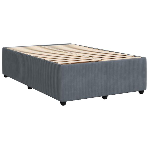 vidaXL Bed Frame Dark Grey Velvet, Plywood, Engineered wood, Solid Pine Wood